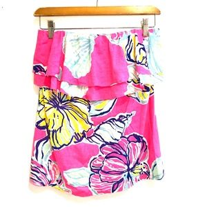 Lilly Pulitzer Hot Pink Floral Strapless Tank Top - Size Medium